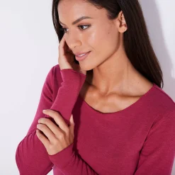 Thermisch Ondergoed<Blancheporte Warm T-shirt met lange mouwen en ronde hals kersenrood
