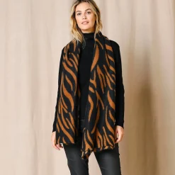 Accessoires En Juwelen<Blancheporte Warme sjaal met zebramotief bruin / zwart