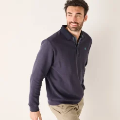 Sweater|Trui En Vest<Blancheporte Warme sweater met polokraag, borduursel op de borst, in ribtricot marine