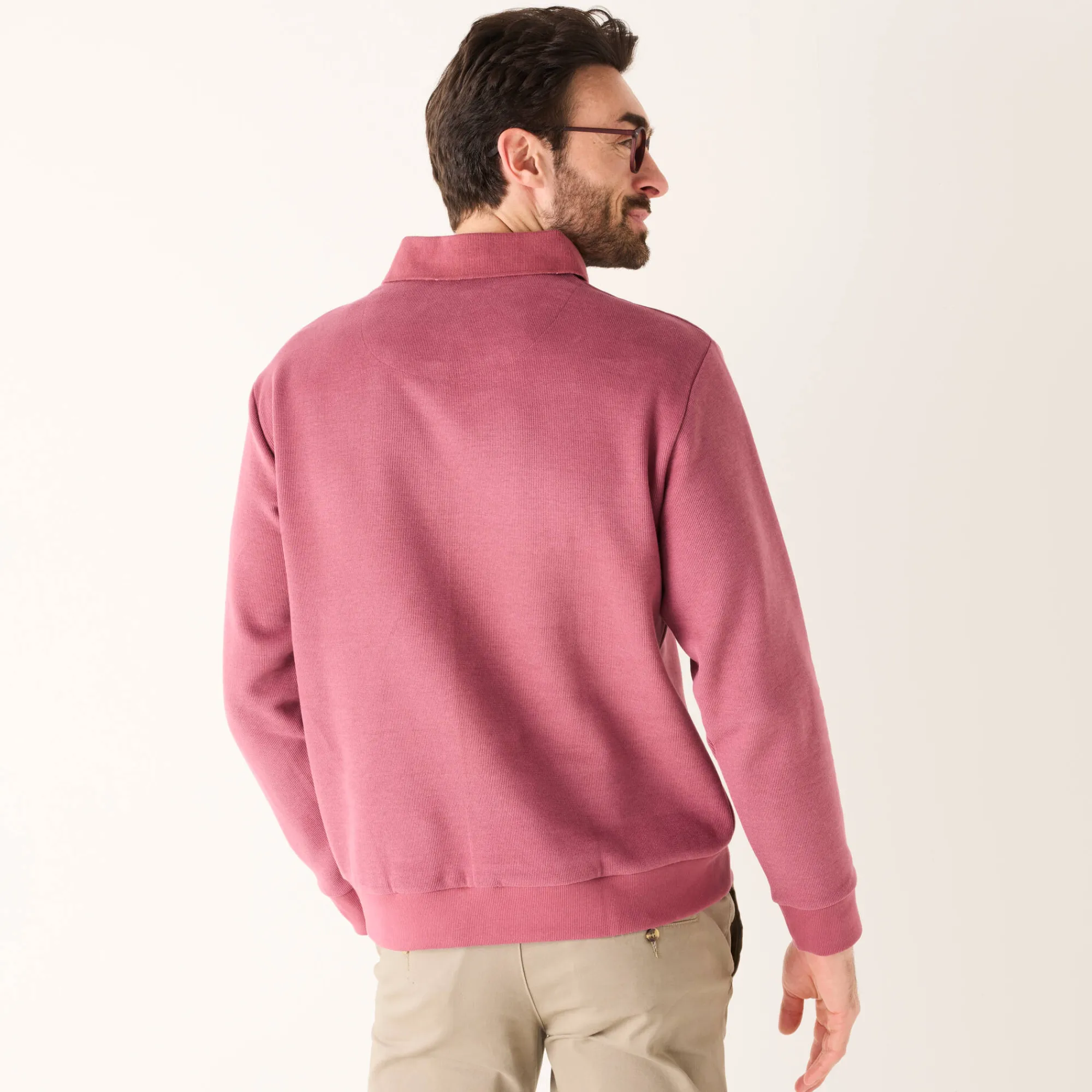 Sweater|Trui En Vest<Blancheporte Warme sweater met polokraag, borduursel op de borst, in ribtricot DONKERROZE