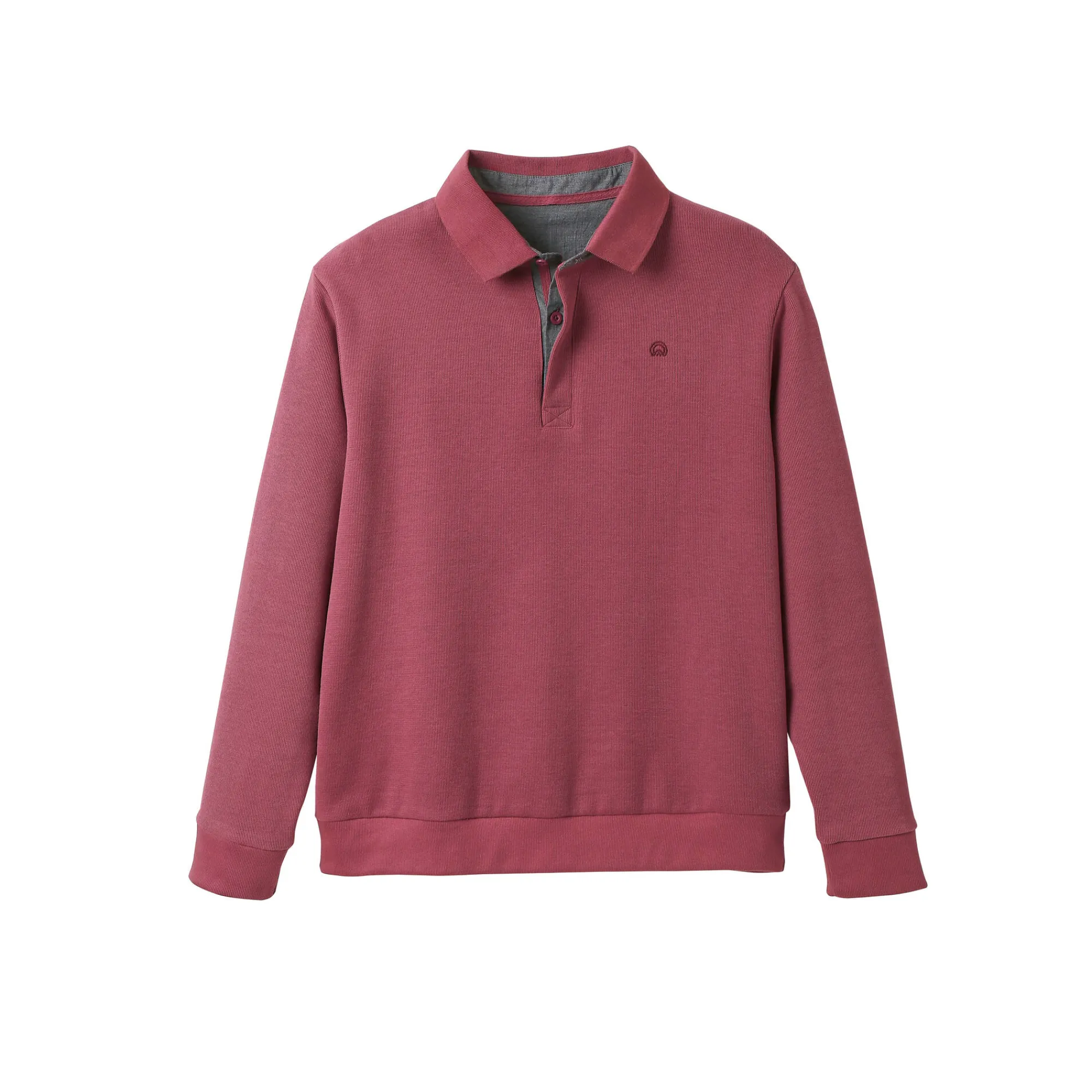 Sweater|Trui En Vest<Blancheporte Warme sweater met polokraag, borduursel op de borst, in ribtricot DONKERROZE