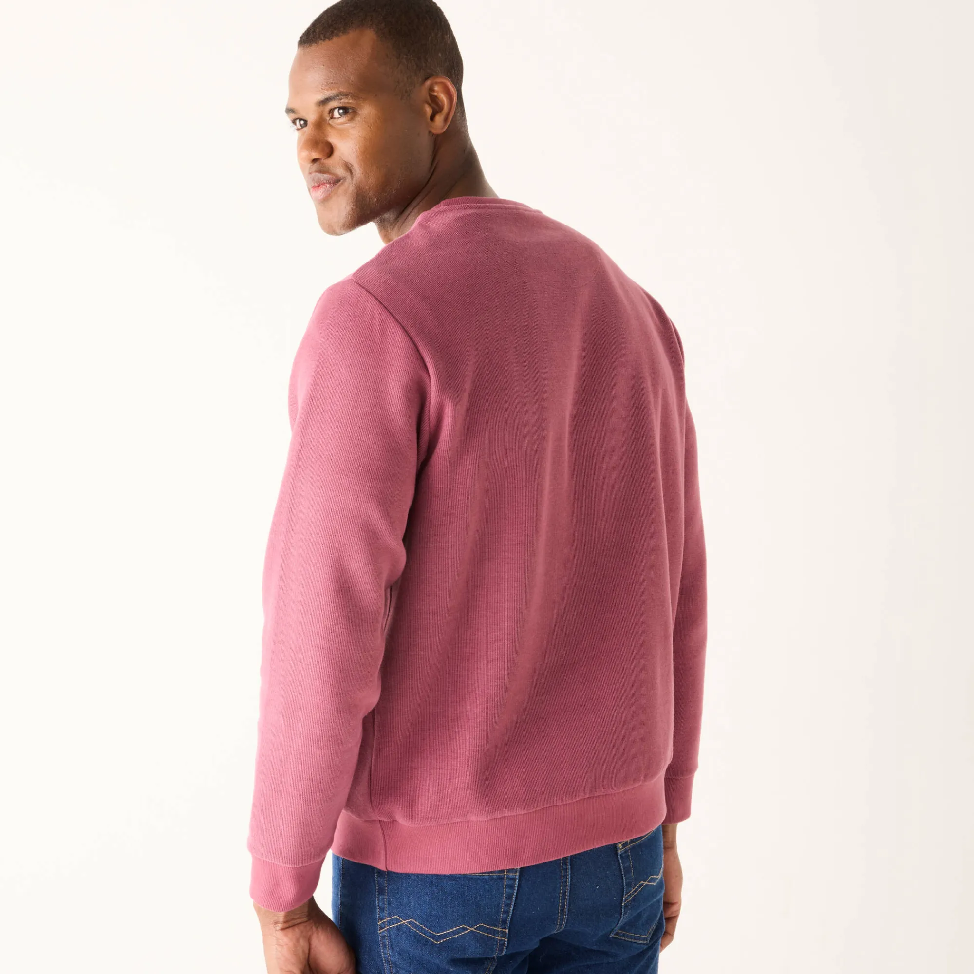 Sweater|Trui En Vest<Blancheporte Warme sweater met ronde hals, borduursel op de borst, in ribtricot DONKERROZE