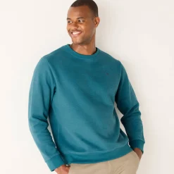 Sweater|Trui En Vest<Blancheporte Warme sweater met ronde hals, borduursel op de borst, in ribtricot oceaanblauw