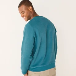 Sweater|Trui En Vest<Blancheporte Warme sweater met ronde hals, borduursel op de borst, in ribtricot oceaanblauw
