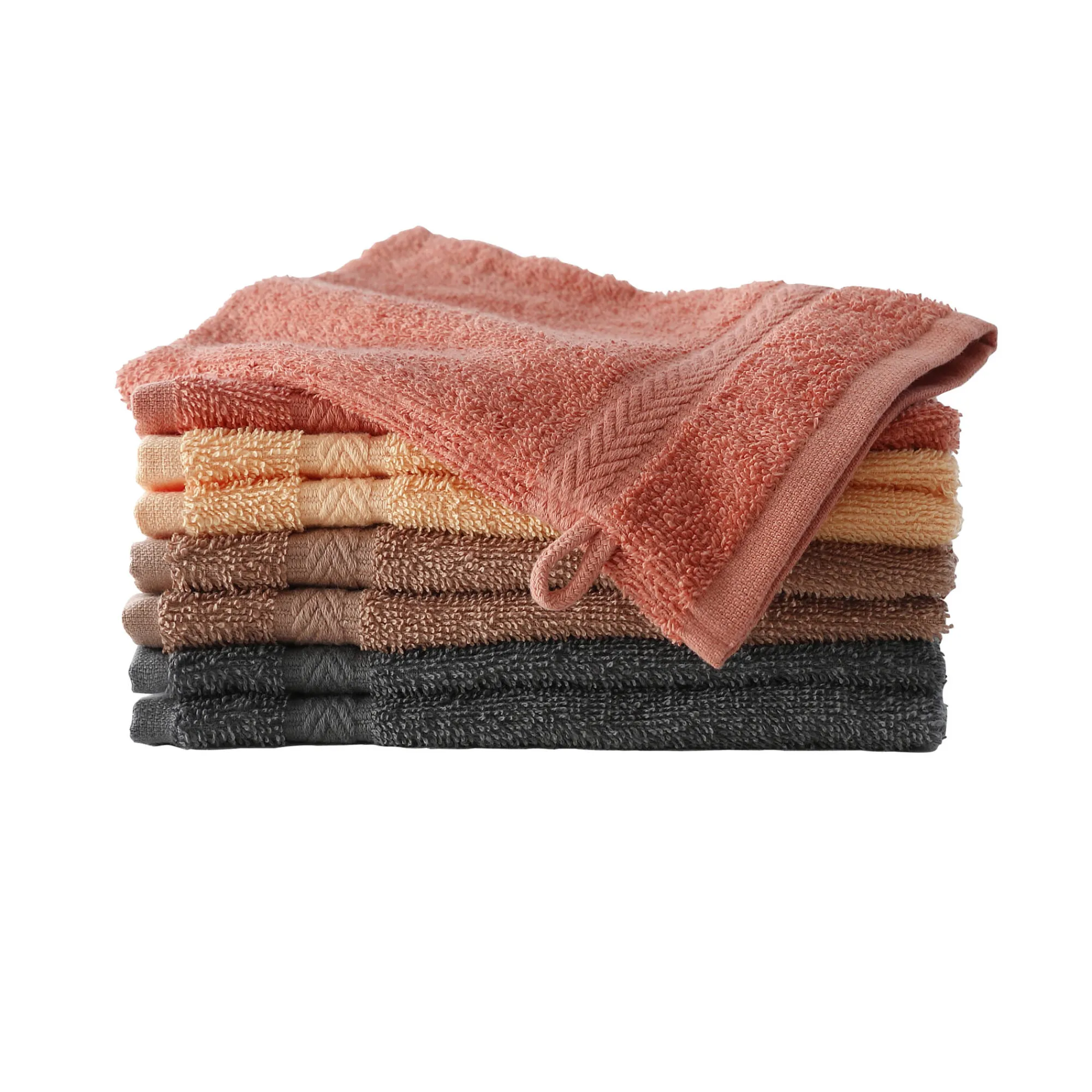 Washandje<Colombine Washandje in katoen 420 g/m2, houtgroene kleur - set van 8 kastanje + abrikoos + antraciet + tomette
