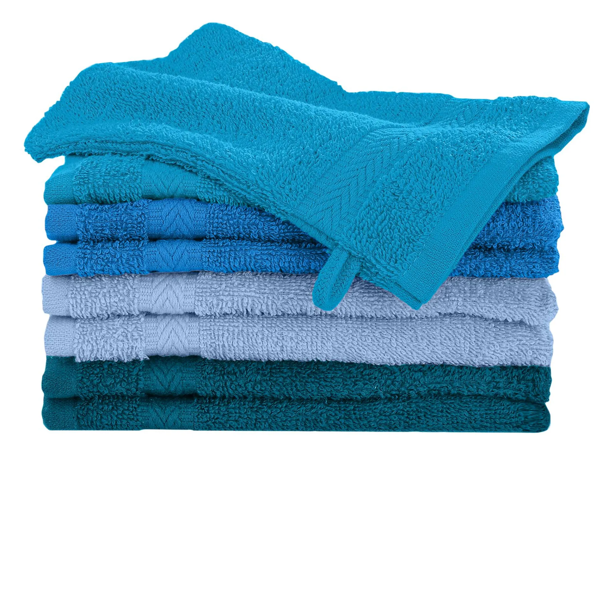 Washandje<Colombine Washandje in katoen, blauw camaïeu - set van 8 blauw camaieu