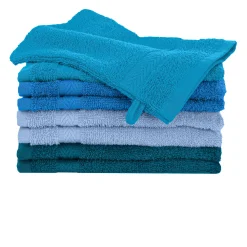 Washandje<Colombine Washandje in katoen, blauw camaïeu - set van 8 blauw camaieu