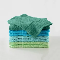 Washandje<Colombine Washandje in lagunekleurig camaieu - set van 8 groen