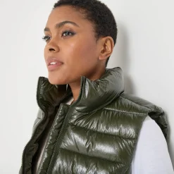 Parka En Donsjas<Blancheporte Waterafstotende metallic bodywarmer glanzend kaki