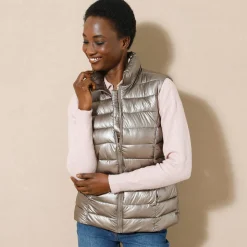Parka En Donsjas<Blancheporte Waterafstotende metallic bodywarmer goudbruin