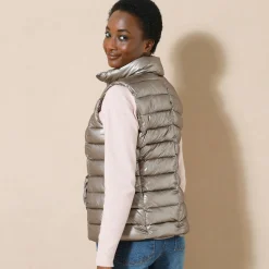 Parka En Donsjas<Blancheporte Waterafstotende metallic bodywarmer goudbruin