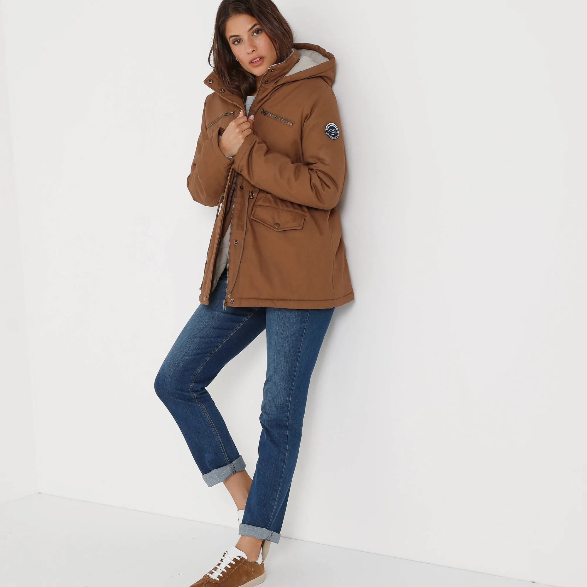 Parka En Donsjas<Blancheporte Waterafstotende parka met fleecevoering hazelnootbruin