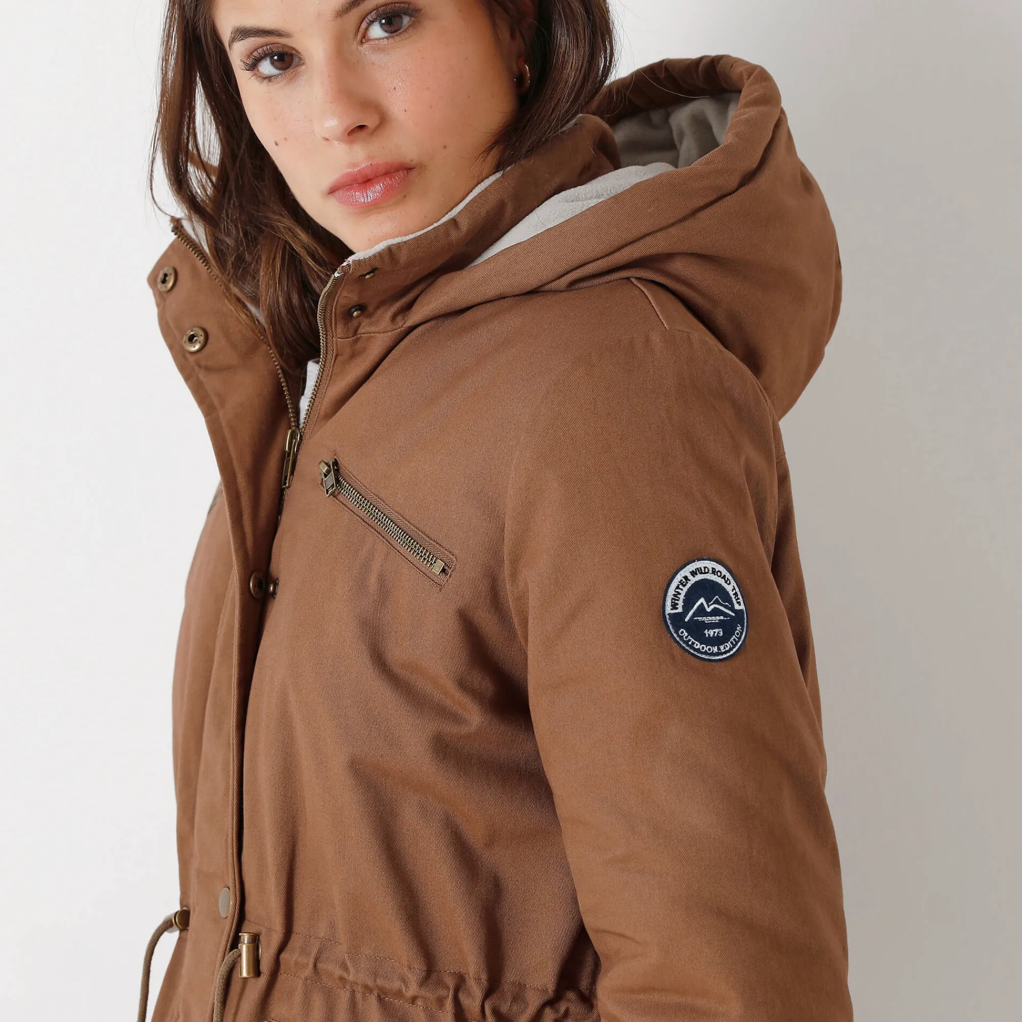 Parka En Donsjas<Blancheporte Waterafstotende parka met fleecevoering hazelnootbruin