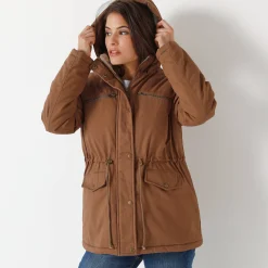 Parka En Donsjas<Blancheporte Waterafstotende parka met fleecevoering hazelnootbruin