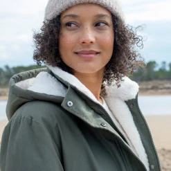 Parka En Donsjas<Blancheporte Waterafstotende parka met kap, voering van sherpafleece kaki