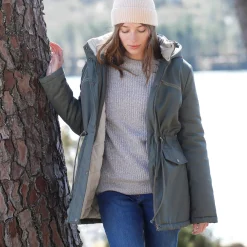 Parka En Donsjas<Blancheporte Waterafstotende parka met fleecevoering kaki