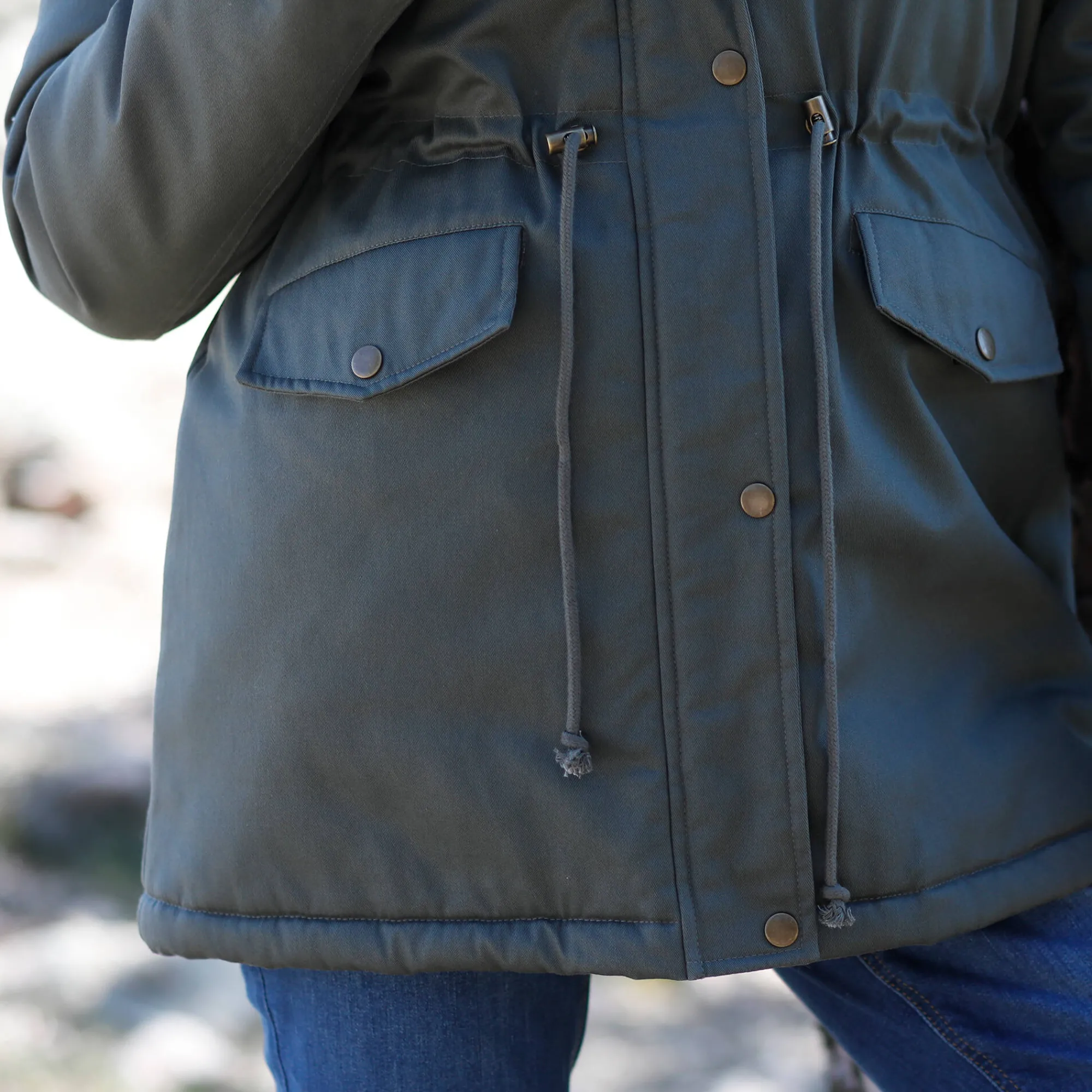 Parka En Donsjas<Blancheporte Waterafstotende parka met fleecevoering kaki