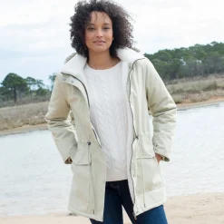 Parka En Donsjas<Blancheporte Waterafstotende parka met kap, voering van sherpafleece mastiek
