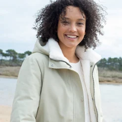 Parka En Donsjas<Blancheporte Waterafstotende parka met kap, voering van sherpafleece mastiek