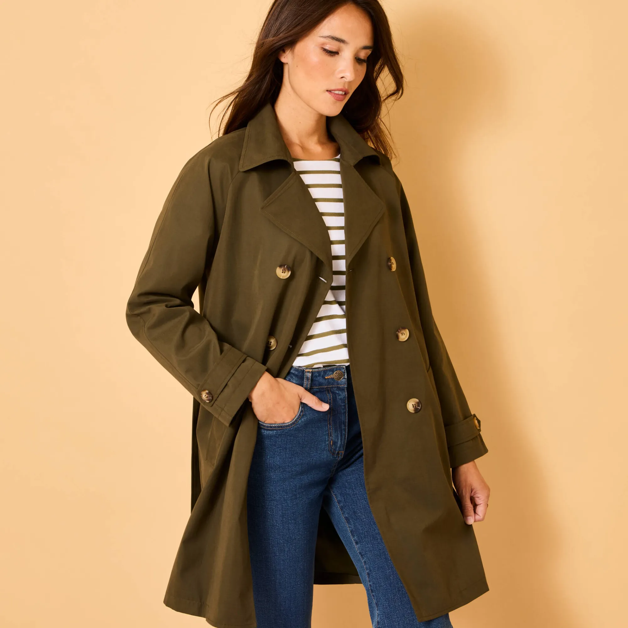Jas En Mantel<Blancheporte Waterafstotende trenchcoat met verwijderbare ceintuur kaki