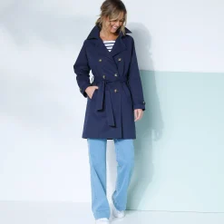 Jas En Mantel<Blancheporte Waterafstotende trenchcoat met verwijderbare ceintuur marine