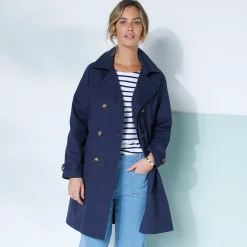 Jas En Mantel<Blancheporte Waterafstotende trenchcoat met verwijderbare ceintuur marine