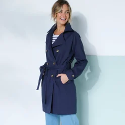 Jas En Mantel<Blancheporte Waterafstotende trenchcoat met verwijderbare ceintuur marine