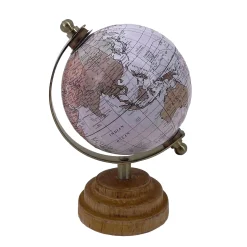 Decoratieartikel<Blancheporte Wereldbol in klein model, hout en metaal veelkleurig