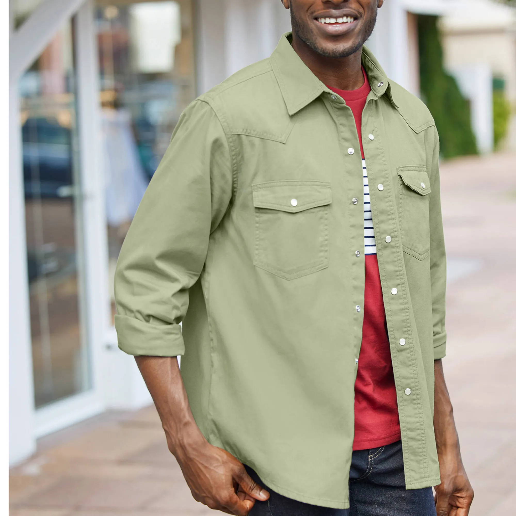 T-Shirt, Hemd En Polo<Blancheporte Western' hemd in jeans kaki