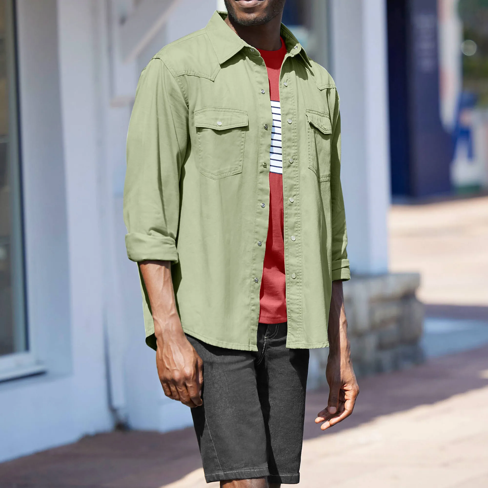 T-Shirt, Hemd En Polo<Blancheporte Western' hemd in jeans kaki