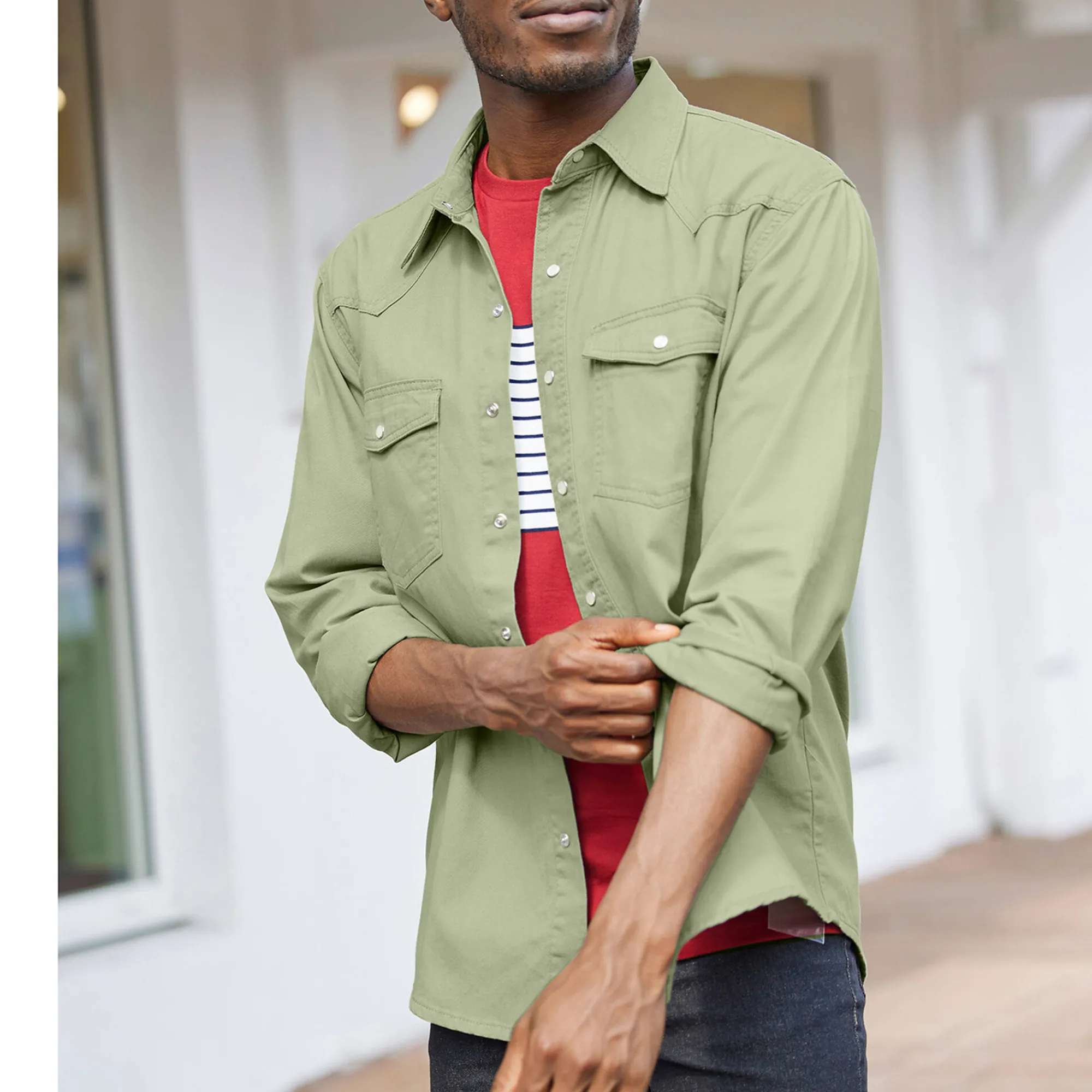 T-Shirt, Hemd En Polo<Blancheporte Western' hemd in jeans kaki