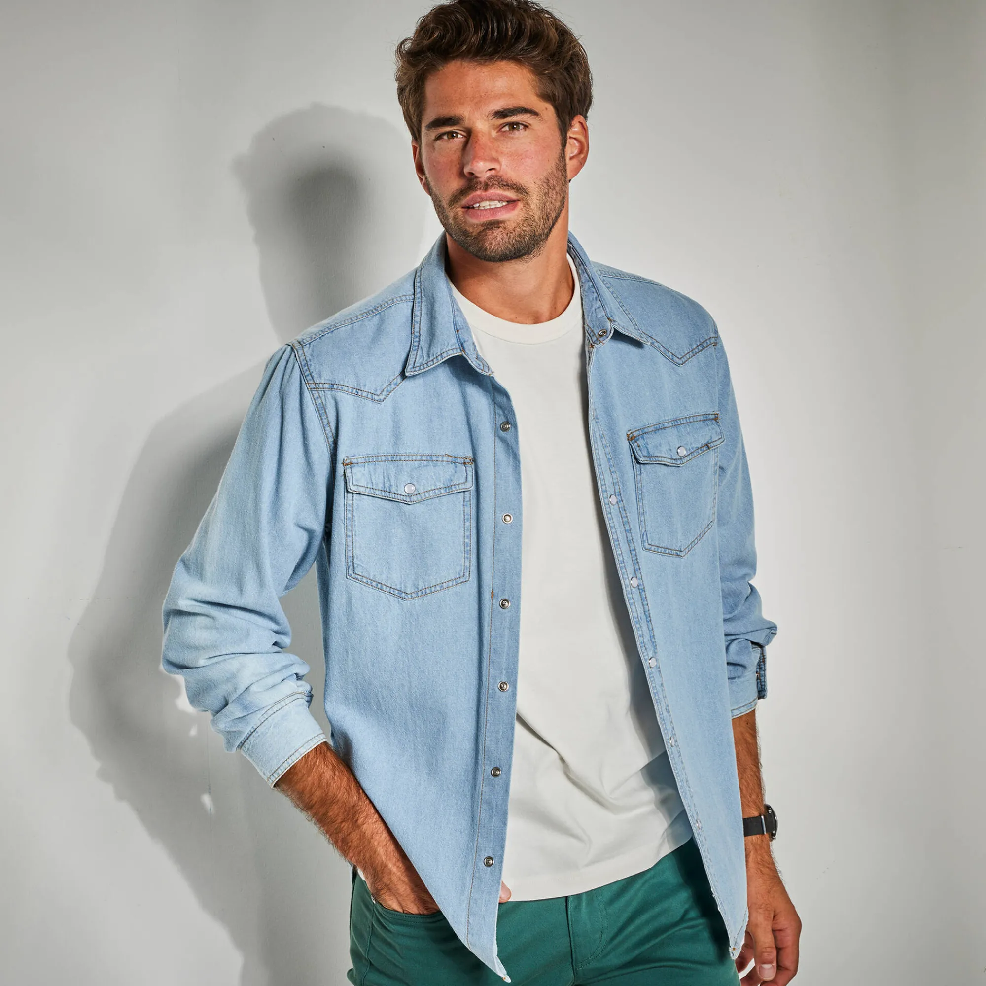 T-Shirt, Hemd En Polo<Blancheporte Western' hemd in jeans bleached