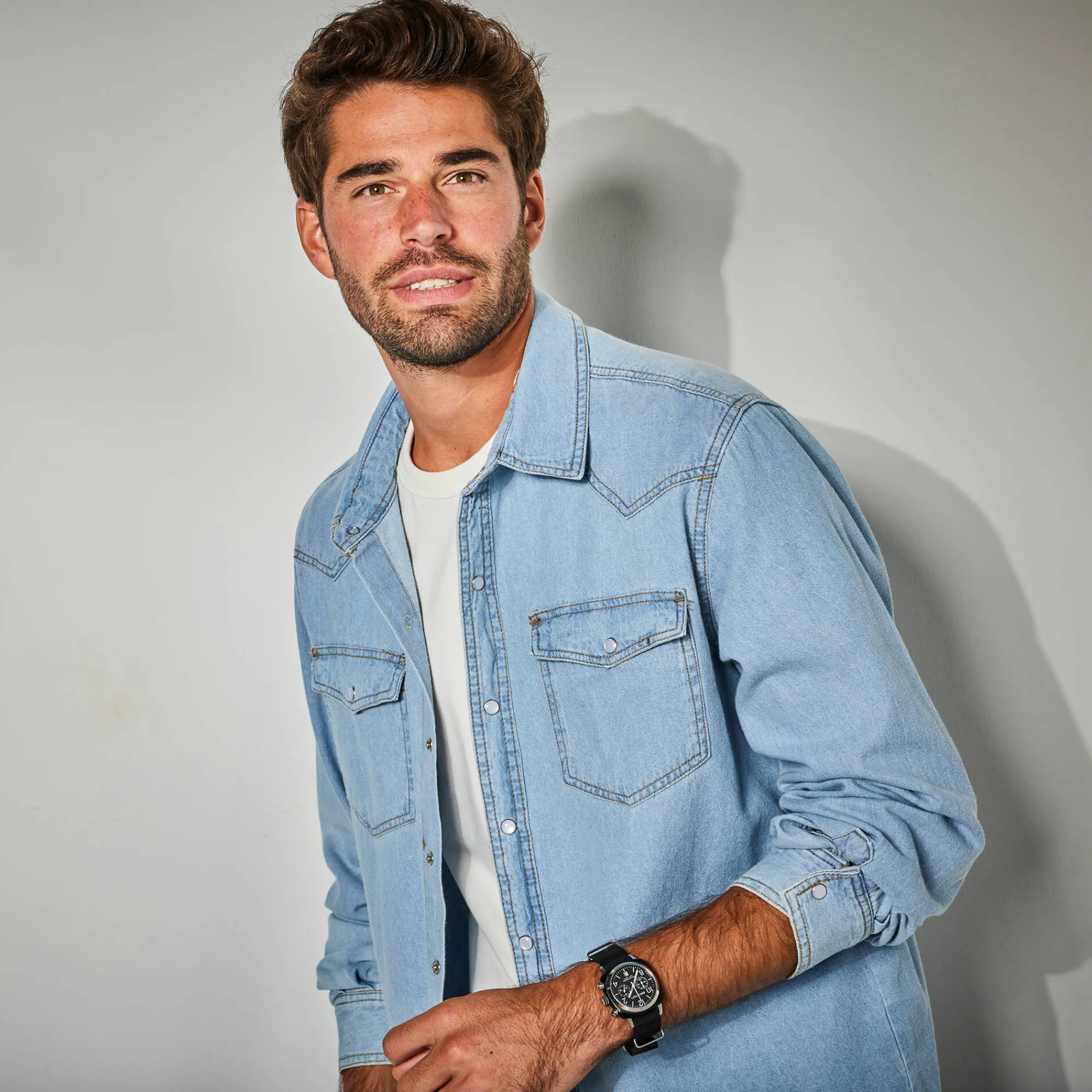 T-Shirt, Hemd En Polo<Blancheporte Western' hemd in jeans bleached