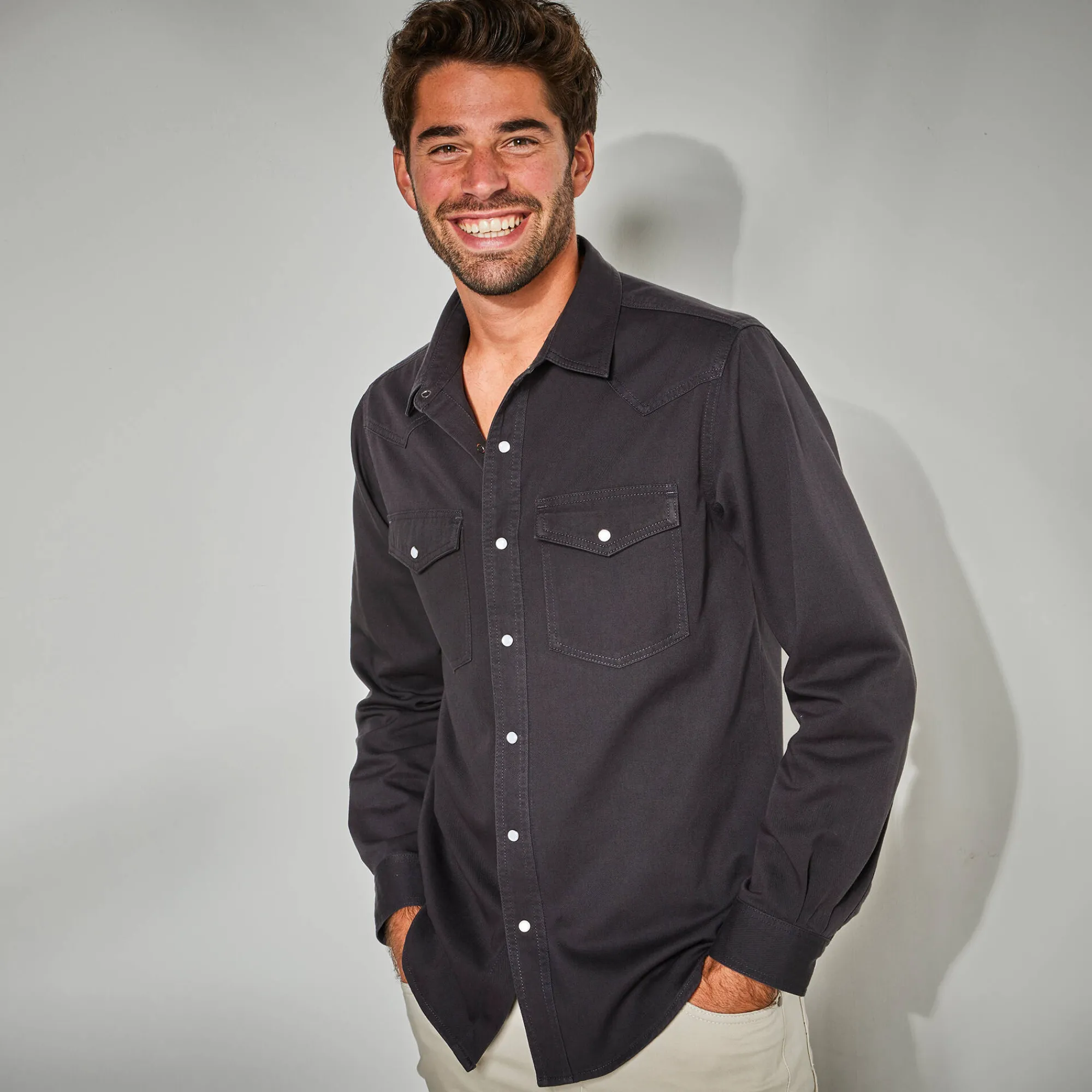 Feestoutfits Heren|T-Shirt, Hemd En Polo<Blancheporte Western' hemd in jeans antraciet