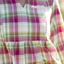 Bloes En Tuniek<Blancheporte Wijd flanellen hemd met ruitmotief violine / groen