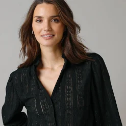 Feestoutfits Dames|Bloes En Tuniek<Lora Zellini Wijde bloes in kant zwart