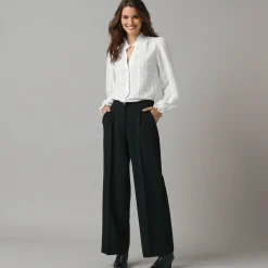 Feestoutfits Dames|Bloes En Tuniek<Lora Zellini Wijde bloes in kant gebroken wit