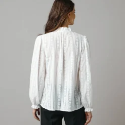 Feestoutfits Dames|Bloes En Tuniek<Lora Zellini Wijde bloes in kant gebroken wit