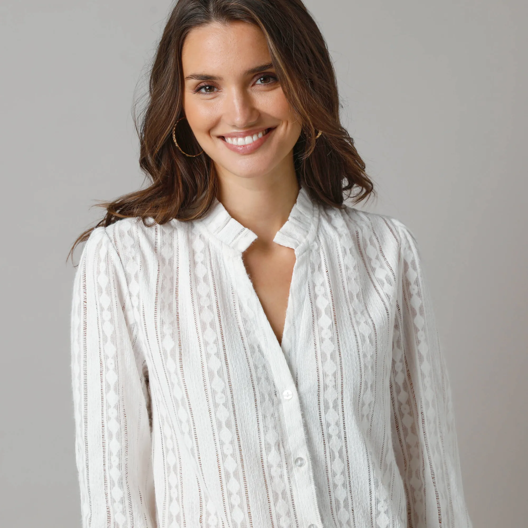 Feestoutfits Dames|Bloes En Tuniek<Lora Zellini Wijde bloes in kant gebroken wit
