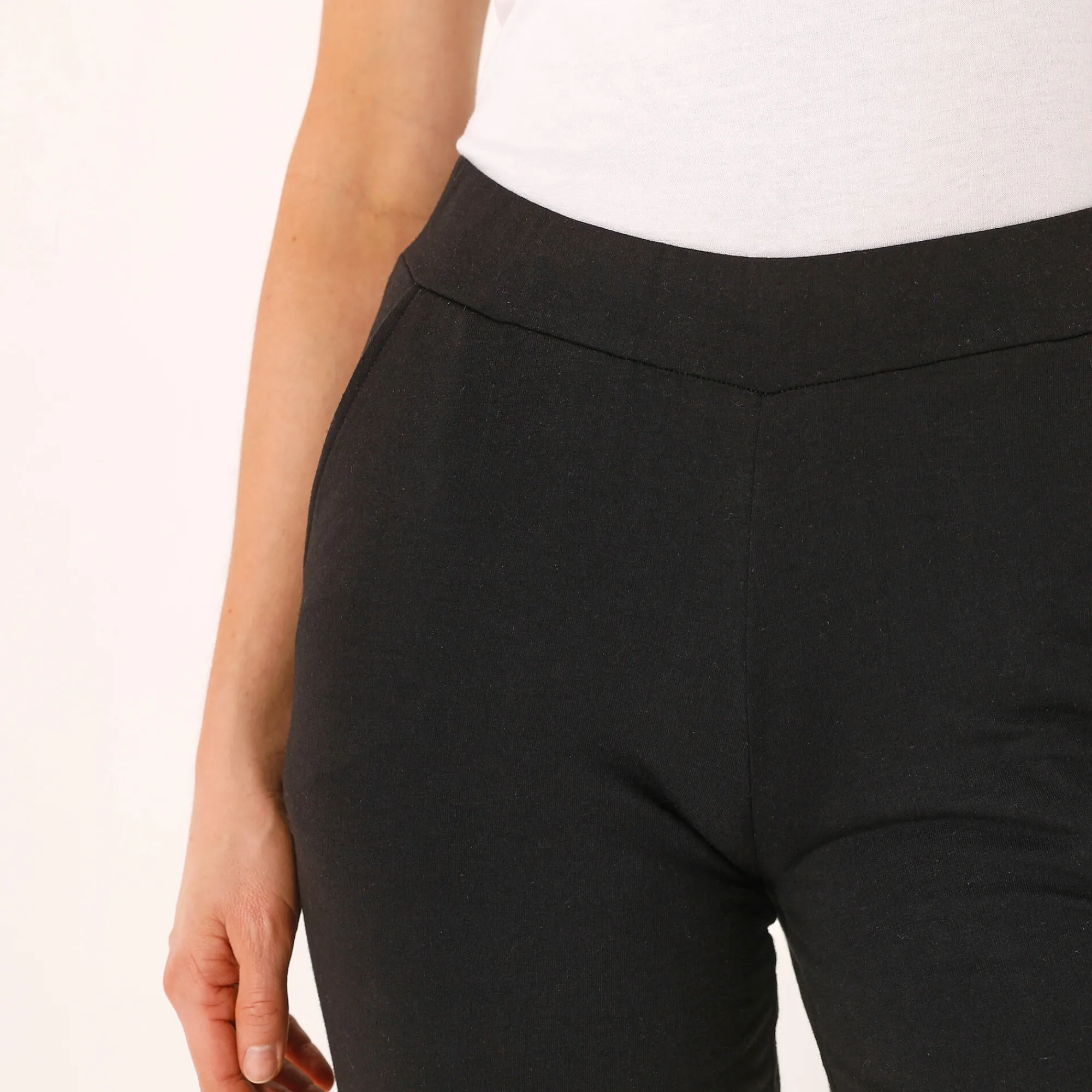 Broek<Blancheporte Wijde broek in molton met elastische taille zwart