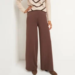 Broek<Blancheporte Wijde broek in rekbaar tricot chocolade