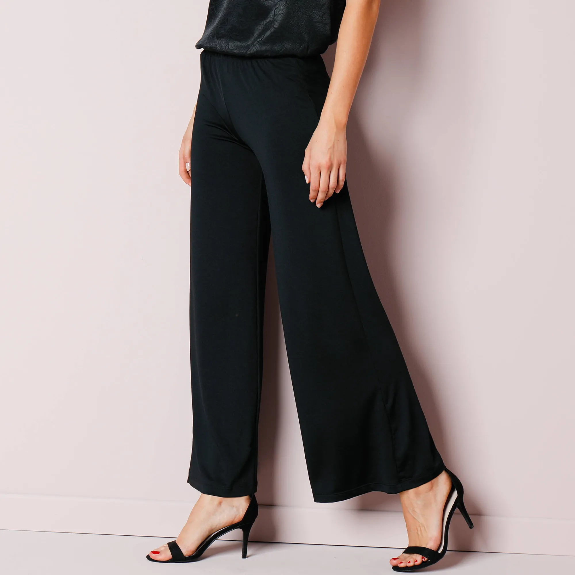 Feestoutfits Dames|Broek<Blancheporte Wijde broek in rekbaar tricot zwart
