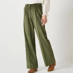 Feestoutfits Dames|Broek<Blancheporte Wijde broek in velours groen