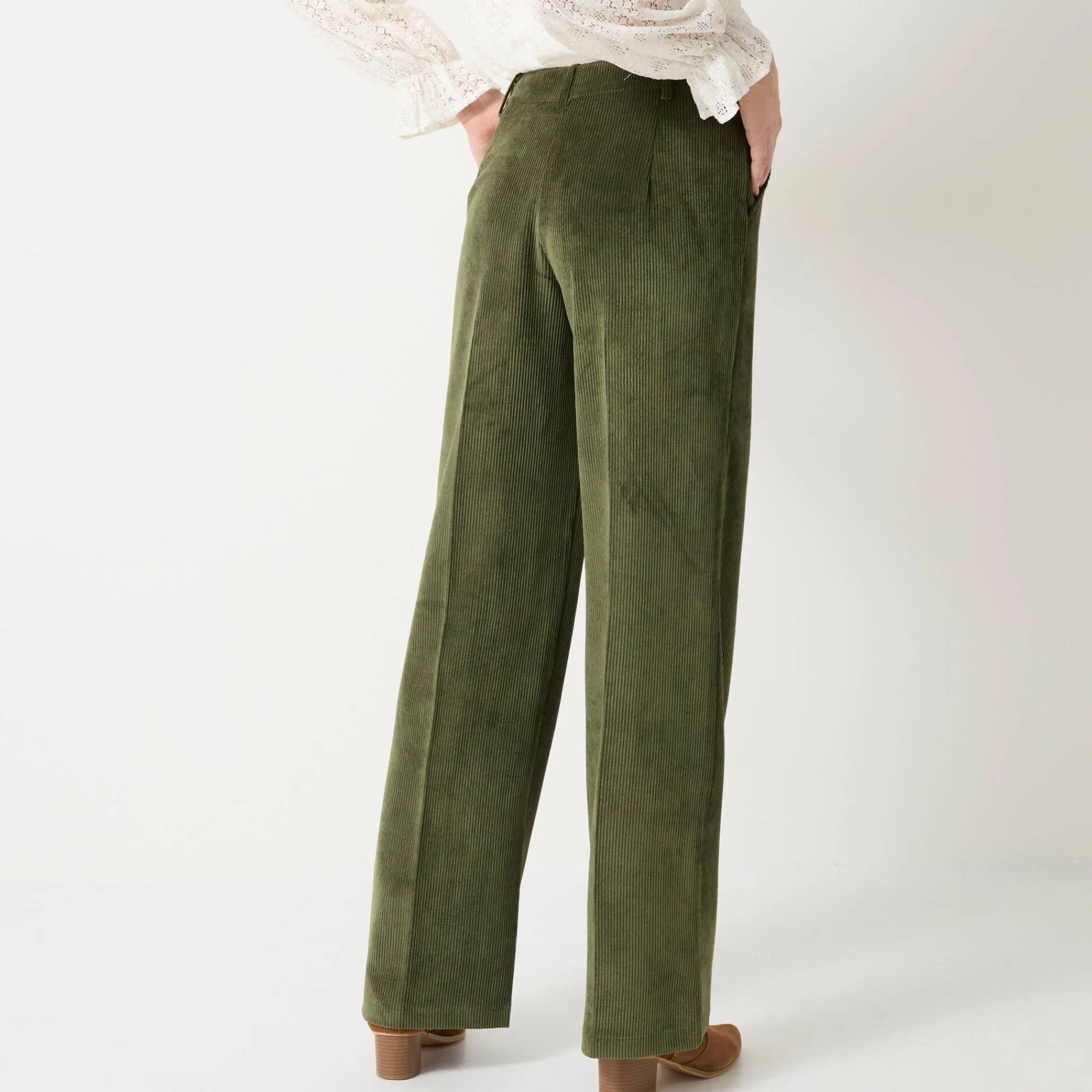 Feestoutfits Dames|Broek<Blancheporte Wijde broek in velours groen