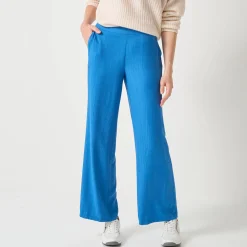 Broek<Blancheporte Wijde broek met materiaaleffect blauw