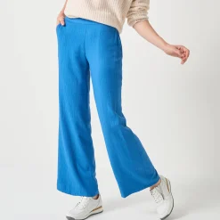 Broek<Blancheporte Wijde broek met materiaaleffect blauw