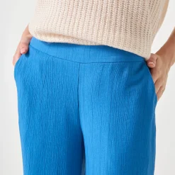 Broek<Blancheporte Wijde broek met materiaaleffect blauw