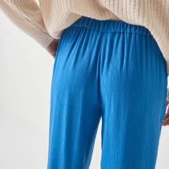 Broek<Blancheporte Wijde broek met materiaaleffect blauw