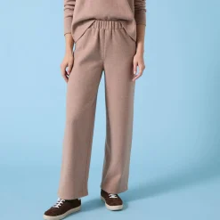 Broek<Blancheporte Wijde broek Special voor kleine lengtes effen, geribd chiné hazelnootbruin