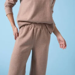 Broek<Blancheporte Wijde broek Special voor kleine lengtes effen, geribd chiné hazelnootbruin